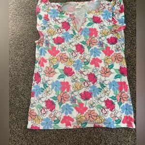 Women’s Floral Print Short Sleeved Shirt .